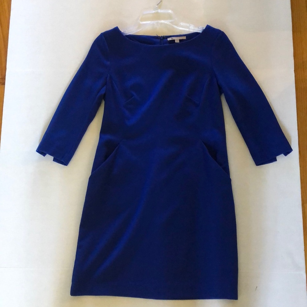 Gap Blue Quarter-Sleeve Shift Dress With Pockets